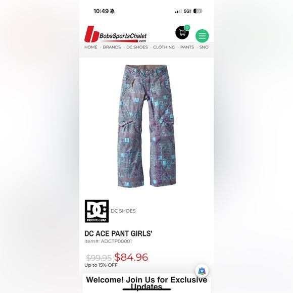 DC Shoes Girls Ace K 14 Snowboard Ski Pants SZ XL - Picture 8 of 9